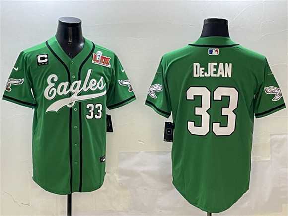 Men%27s Philadelphia Eagles #33 Cooper DeJean Green 2025 Super Bowl LIX And 3-Star C Patch Stitched Baseball Jersey->philadelphia eagles->NFL Jersey